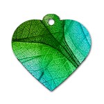 3d Leaves Texture Sheet Blue Green Dog Tag Heart (Two Sides)