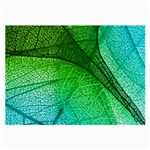 3d Leaves Texture Sheet Blue Green Large Glasses Cloth