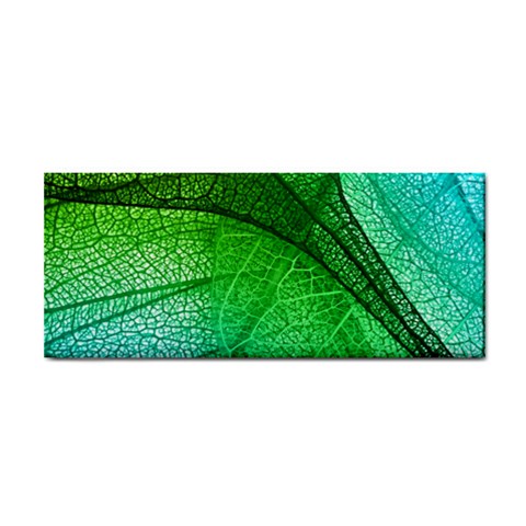 3d Leaves Texture Sheet Blue Green Hand Towel from UrbanLoad.com Front
