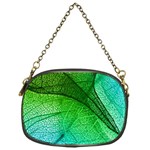 3d Leaves Texture Sheet Blue Green Chain Purse (One Side)