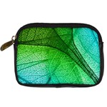 3d Leaves Texture Sheet Blue Green Digital Camera Leather Case