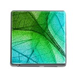 3d Leaves Texture Sheet Blue Green Memory Card Reader (Square 5 Slot)