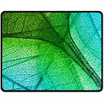 3d Leaves Texture Sheet Blue Green Fleece Blanket (Medium)