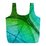 3d Leaves Texture Sheet Blue Green Full Print Recycle Bag (L)