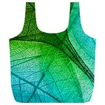 3d Leaves Texture Sheet Blue Green Full Print Recycle Bag (XL)