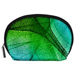 3d Leaves Texture Sheet Blue Green Accessory Pouch (Large)