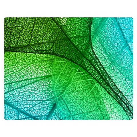 3d Leaves Texture Sheet Blue Green Premium Plush Fleece Blanket (Medium) from UrbanLoad.com 60 x50  Blanket Front