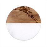 3d Leaves Texture Sheet Blue Green Classic Marble Wood Coaster (Round) 