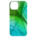 3d Leaves Texture Sheet Blue Green iPhone 14 Black UV Print Case