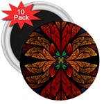 Fractal Floral Flora Ring Colorful Neon Art 3  Magnets (10 pack) 