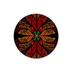Fractal Floral Flora Ring Colorful Neon Art Rubber Round Coaster (4 pack)