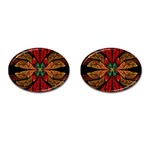 Fractal Floral Flora Ring Colorful Neon Art Cufflinks (Oval)