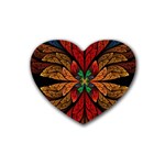 Fractal Floral Flora Ring Colorful Neon Art Rubber Heart Coaster (4 pack)