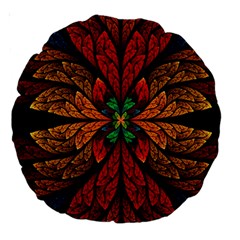 Fractal Floral Flora Ring Colorful Neon Art Large 18  Premium Round Cushions from UrbanLoad.com Front