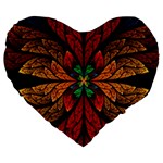 Fractal Floral Flora Ring Colorful Neon Art Large 19  Premium Flano Heart Shape Cushions