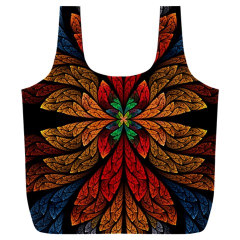 Fractal Floral Flora Ring Colorful Neon Art Full Print Recycle Bag (XXL) from UrbanLoad.com Front