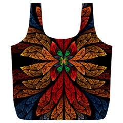 Fractal Floral Flora Ring Colorful Neon Art Full Print Recycle Bag (XXL) from UrbanLoad.com Back