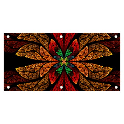 Fractal Floral Flora Ring Colorful Neon Art Banner and Sign 6  x 3  from UrbanLoad.com Front