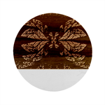 Fractal Floral Flora Ring Colorful Neon Art Marble Wood Coaster (Round)