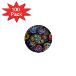 Floral Fractal 3d Art Pattern 1  Mini Magnets (100 pack) 