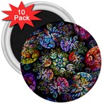 Floral Fractal 3d Art Pattern 3  Magnets (10 pack) 