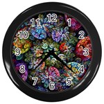 Floral Fractal 3d Art Pattern Wall Clock (Black)