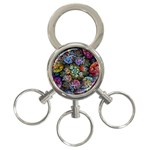 Floral Fractal 3d Art Pattern 3-Ring Key Chain