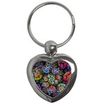 Floral Fractal 3d Art Pattern Key Chain (Heart)