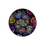 Floral Fractal 3d Art Pattern Rubber Coaster (Round)