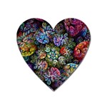 Floral Fractal 3d Art Pattern Heart Magnet
