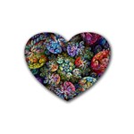Floral Fractal 3d Art Pattern Rubber Heart Coaster (4 pack)