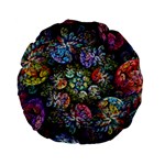 Floral Fractal 3d Art Pattern Standard 15  Premium Flano Round Cushions