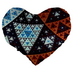 Fractal Triangle Geometric Abstract Pattern Large 19  Premium Heart Shape Cushions from UrbanLoad.com Back