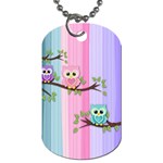 Owls Family Stripe Tree Dog Tag (Two Sides)