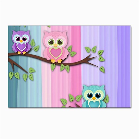 Owls Family Stripe Tree Postcard 4 x 6  (Pkg of 10) from UrbanLoad.com Front