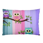 Owls Family Stripe Tree Pillow Case