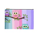 Owls Family Stripe Tree Cosmetic Bag (Large)