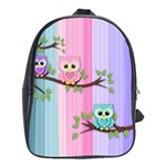 Owls Family Stripe Tree School Bag (Large)
