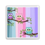 Owls Family Stripe Tree Memory Card Reader (Square)