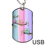 Owls Family Stripe Tree Dog Tag USB Flash (Two Sides)