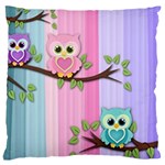 Owls Family Stripe Tree Large Cushion Case (One Side)