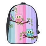 Owls Family Stripe Tree School Bag (XL)