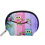 Owls Family Stripe Tree Accessory Pouch (Small)