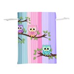 Owls Family Stripe Tree Lightweight Drawstring Pouch (M)