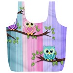 Owls Family Stripe Tree Full Print Recycle Bag (XXXL)