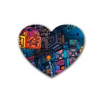 Wallet City Art Graffiti Rubber Heart Coaster (4 pack)