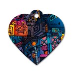 Wallet City Art Graffiti Dog Tag Heart (One Side)