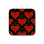 Love Hearts Pattern Style Rubber Coaster (Square)