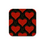 Love Hearts Pattern Style Rubber Square Coaster (4 pack)