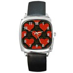 Love Hearts Pattern Style Square Metal Watch